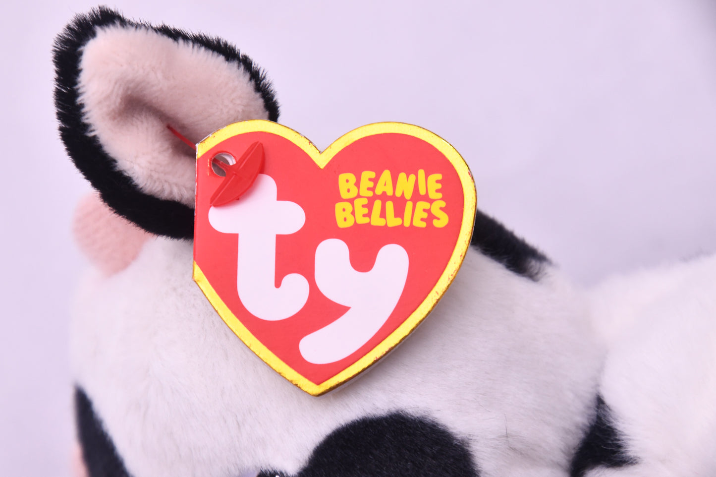 Ty Beanie Bellies Herdly Cow Plush Blue Glitter Eyes Stuffed Animal NWT 8 Inch