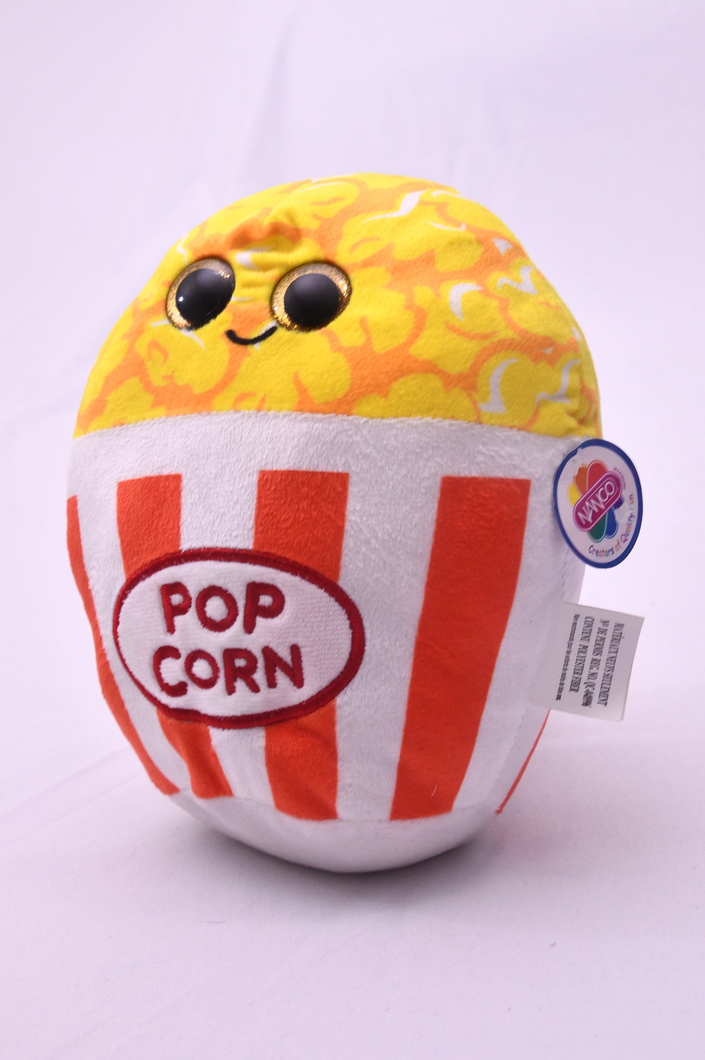 Nanco Popcorn Plush Stuffed Toy Cute Food Plush Yellow Glitter Eyes Soft Carnival Prize