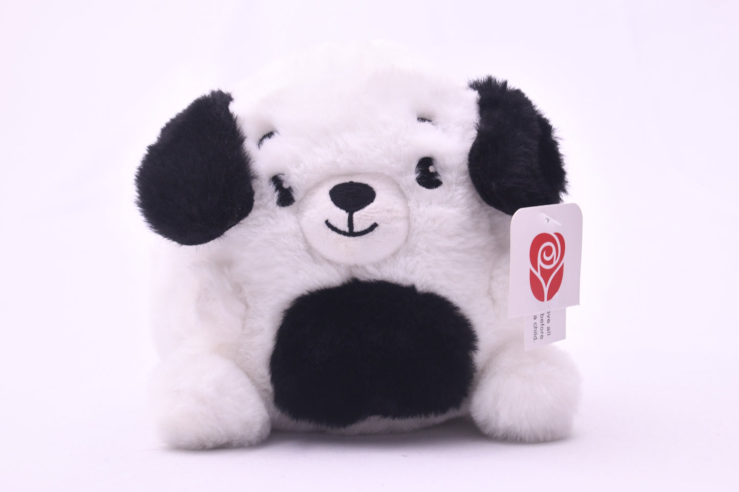 Cute Puppy Dog Plush Coin Purse Zipper Pouch Stuffed Animal Black White w/ Tag