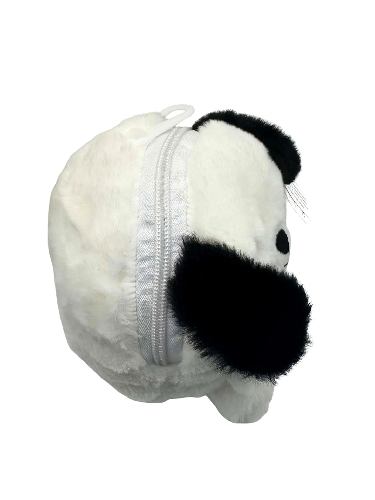 Cute Puppy Dog Plush Coin Purse Zipper Pouch Stuffed Animal Black White w/ Tag