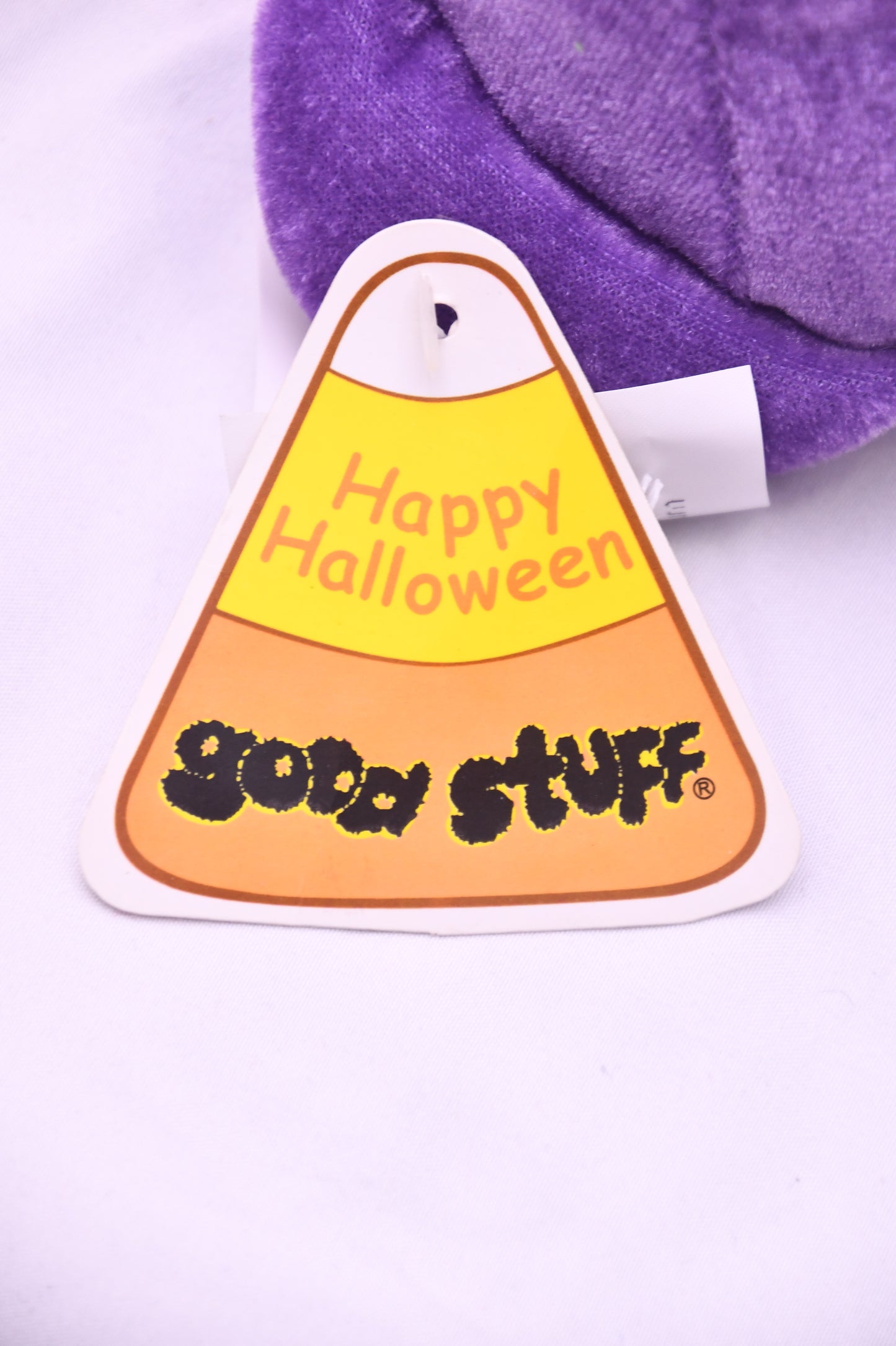 Good Stuff Happy Halloween Purple Teddy Bear Plush Orange Polka Dot Shirt NWT