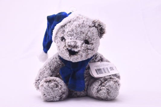 Gray Teddy Bear Plush Blue Winter Hat & Scarf Stuffed Animal NWT Holiday Gift