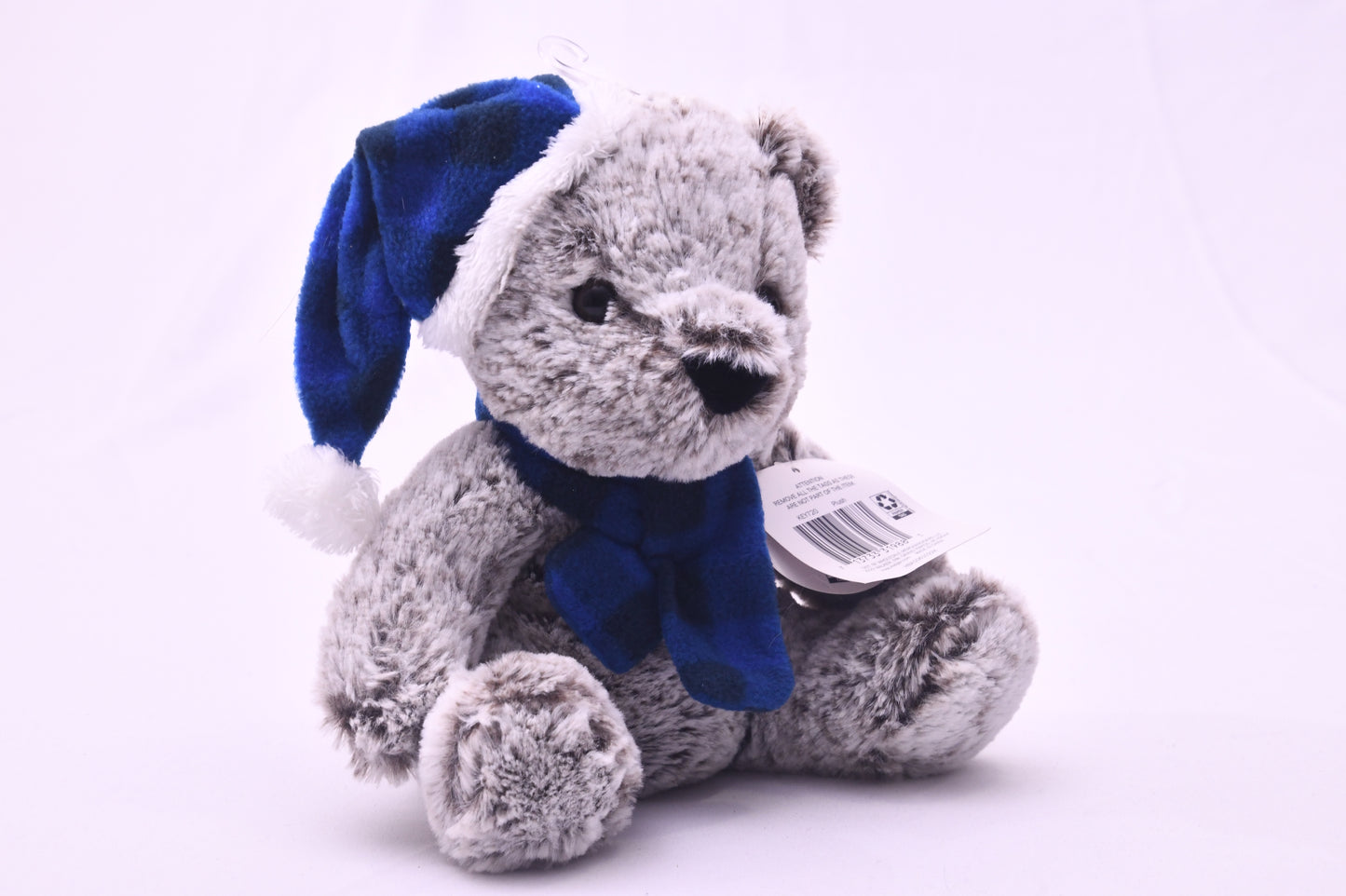 Gray Teddy Bear Plush Blue Winter Hat & Scarf Stuffed Animal NWT Holiday Gift