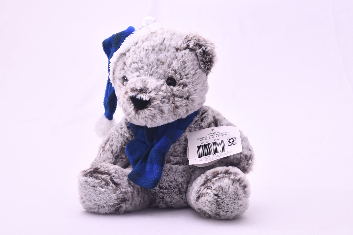 Gray Teddy Bear Plush Blue Winter Hat & Scarf Stuffed Animal NWT Holiday Gift