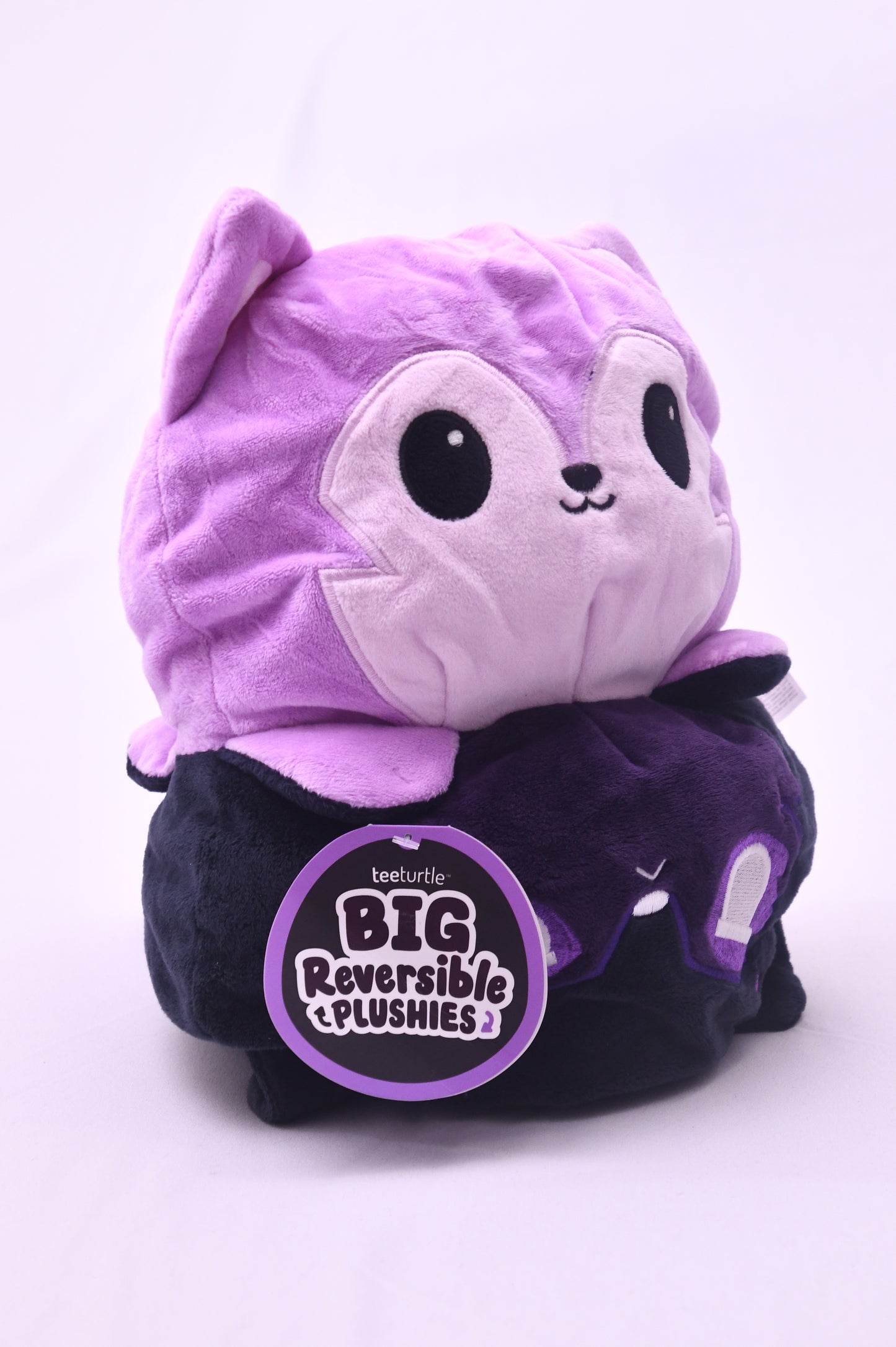 TeeTurtle Big Reversible Fox Plush Purple Black Mood Plushie NWT Soft Toy
