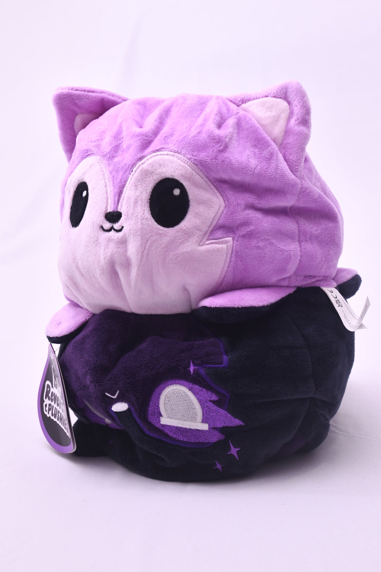 TeeTurtle Big Reversible Fox Plush Purple Black Mood Plushie NWT Soft Toy