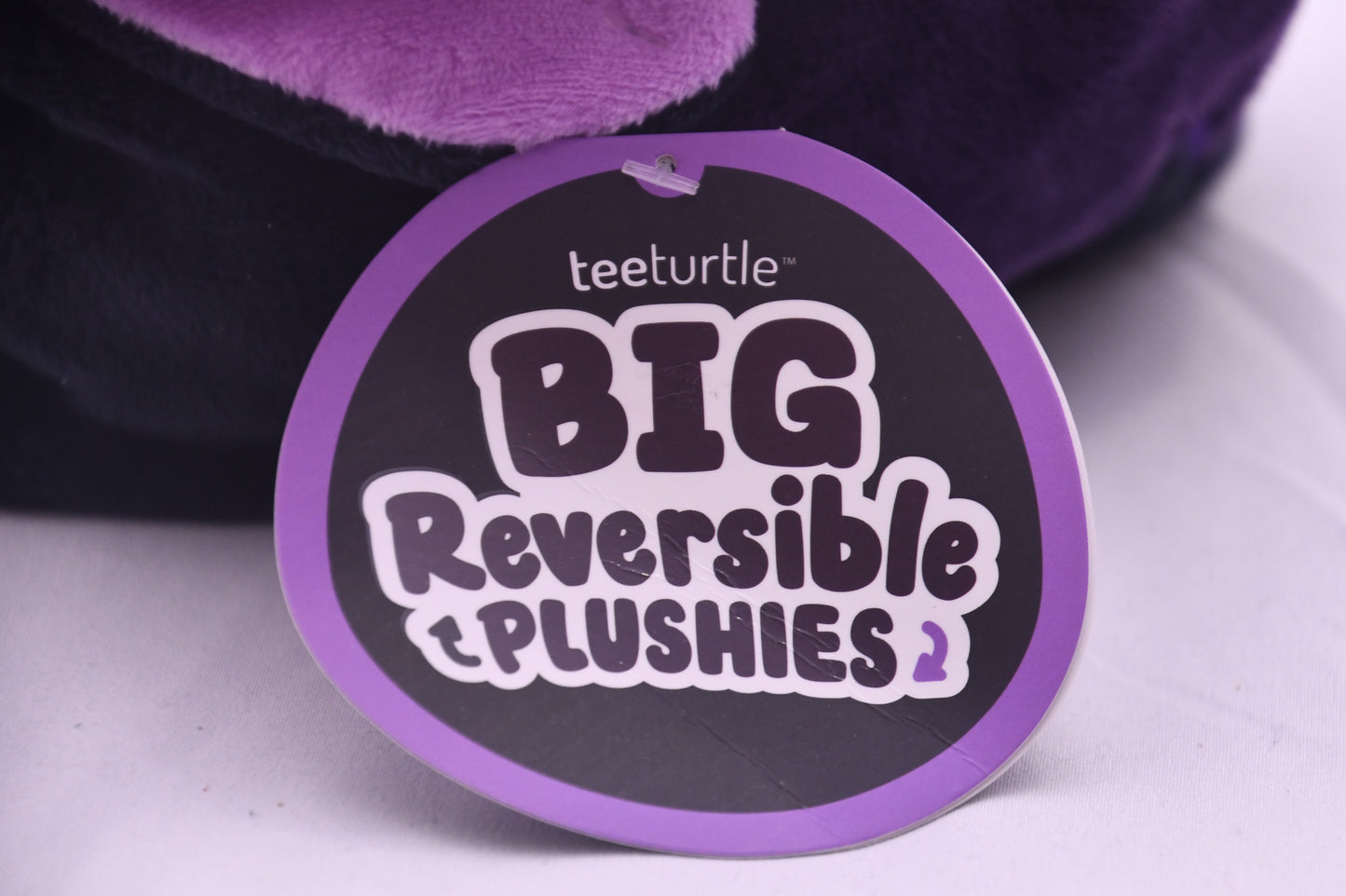 TeeTurtle Big Reversible Fox Plush Purple Black Mood Plushie NWT Soft Toy
