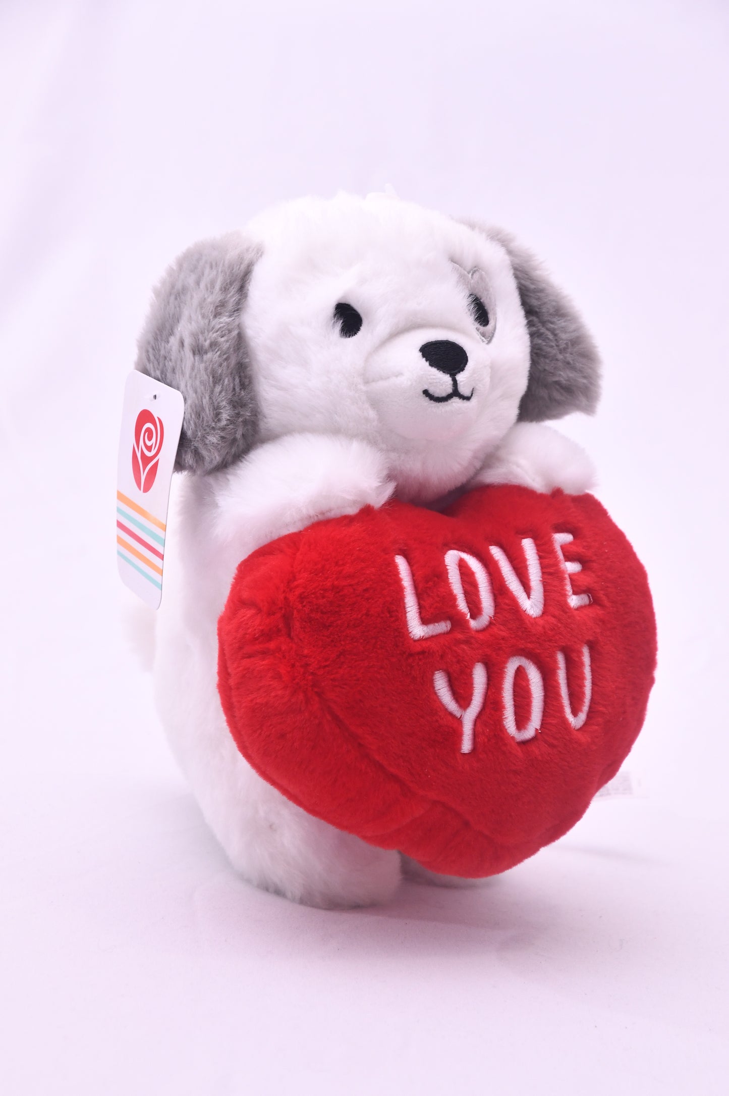 Cute Plush Puppy Dog Holding Love You Heart Stuffed Animal Valentine's Gift