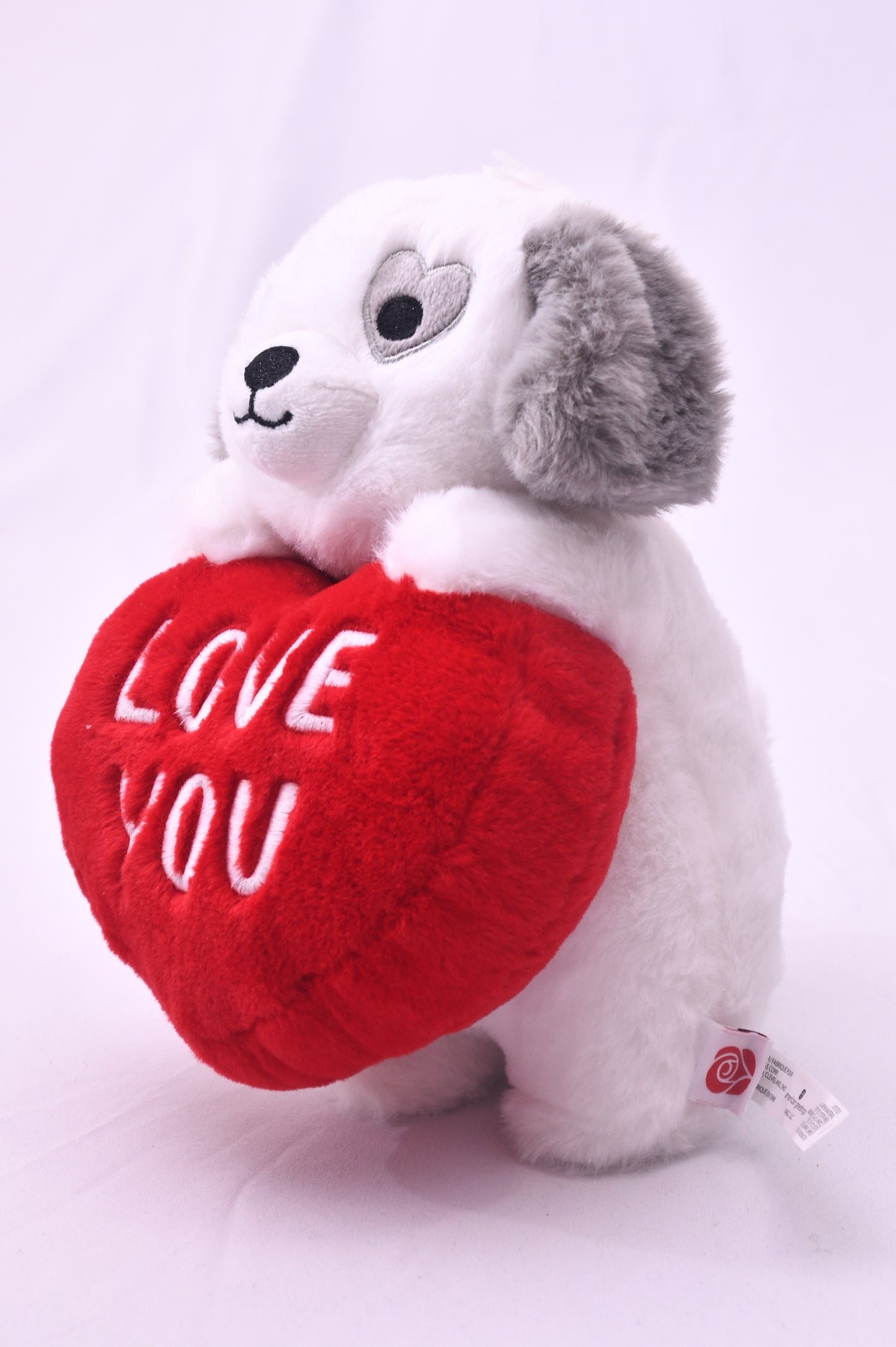 Cute Plush Puppy Dog Holding Love You Heart Stuffed Animal Valentine's Gift