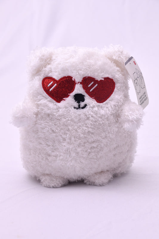 American Greetings Plush Gift Card Holder White Bear Heart Sunglasses NWT