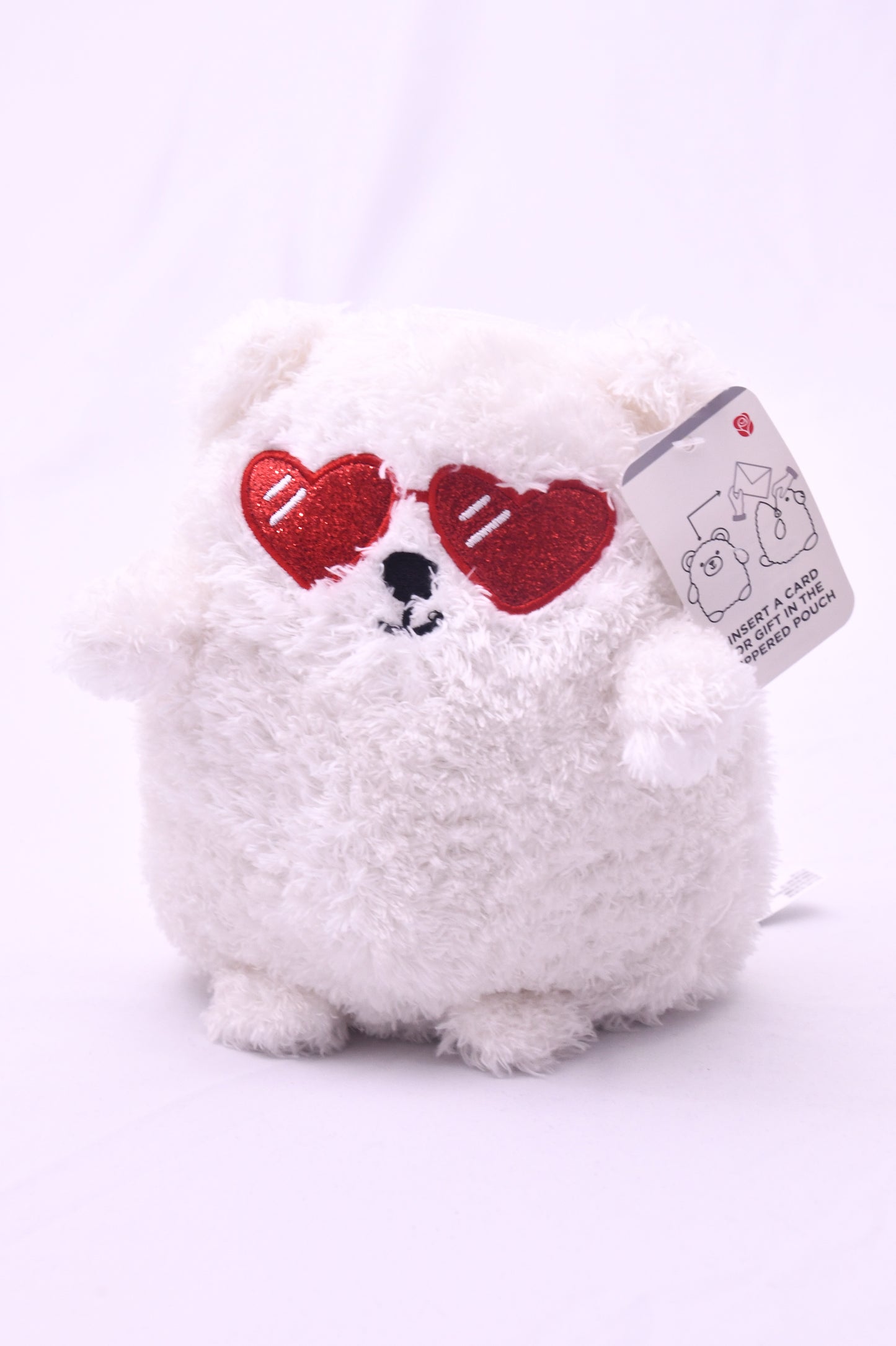 American Greetings Plush Gift Card Holder White Bear Heart Sunglasses NWT