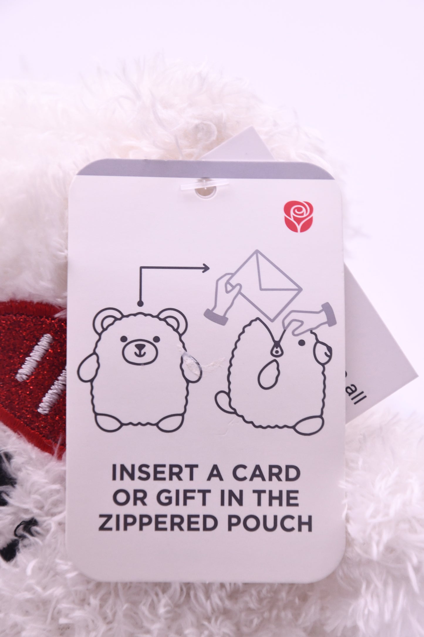American Greetings Plush Gift Card Holder White Bear Heart Sunglasses NWT