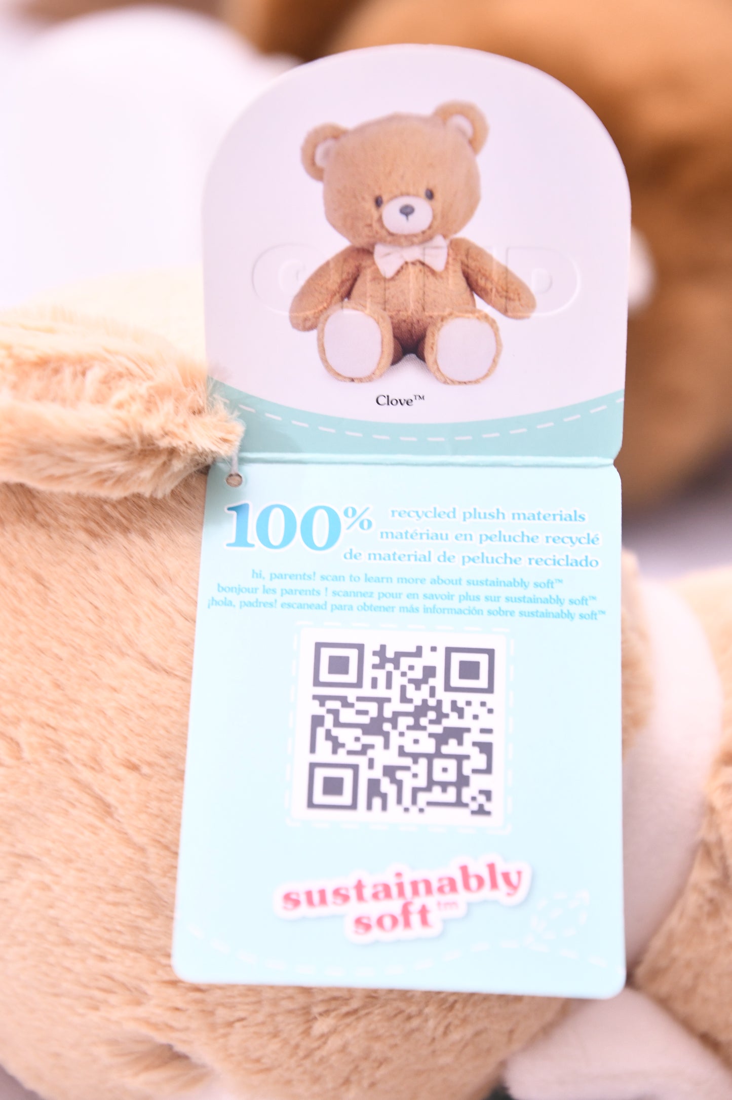GUND Baby Clove Teddy Bear Plush #6066014 Bow Tie Soft Stuffed Animal w/ Tags