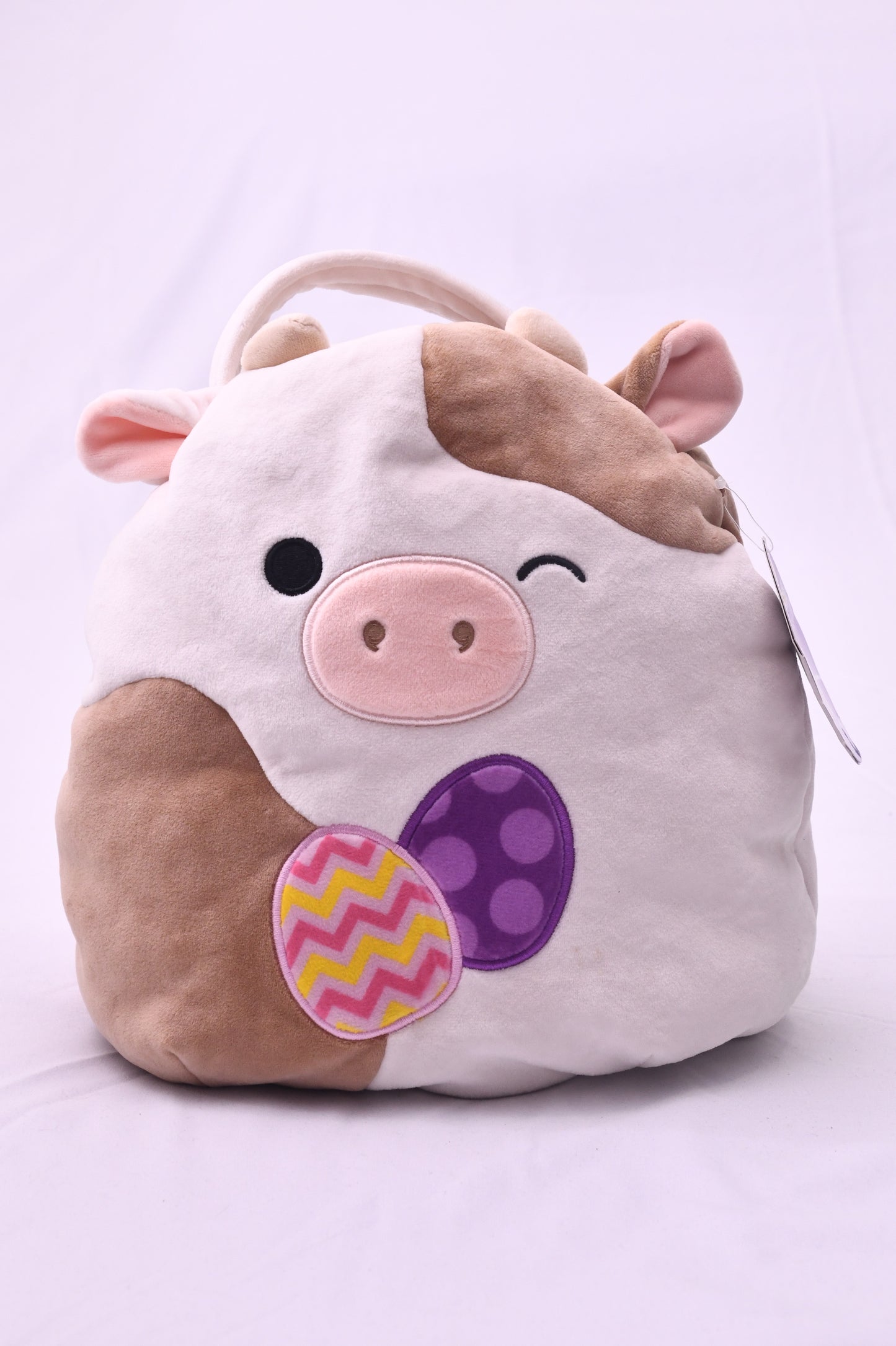 Squishmallows Ronnie Cow Easter Basket Plush Kellytoy Handle w/ Tag Cute Bag