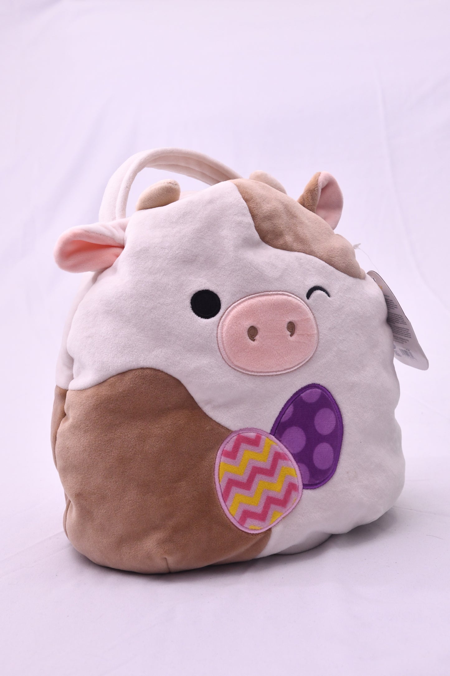 Squishmallows Ronnie Cow Easter Basket Plush Kellytoy Handle w/ Tag Cute Bag