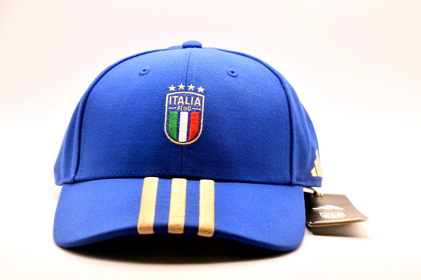 Adidas Italy FIGC Soccer Baseball Cap Hat Blue Gold OSFM Adjustable NWT