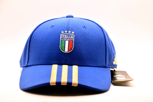 Adidas Italy FIGC Soccer Baseball Cap Hat Blue Gold OSFM Adjustable NWT