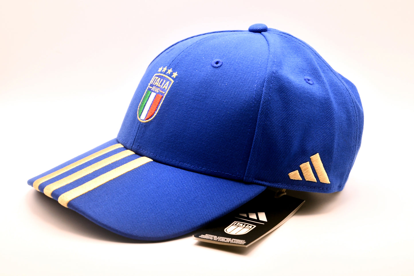 Adidas Italy FIGC Soccer Baseball Cap Hat Blue Gold OSFM Adjustable NWT