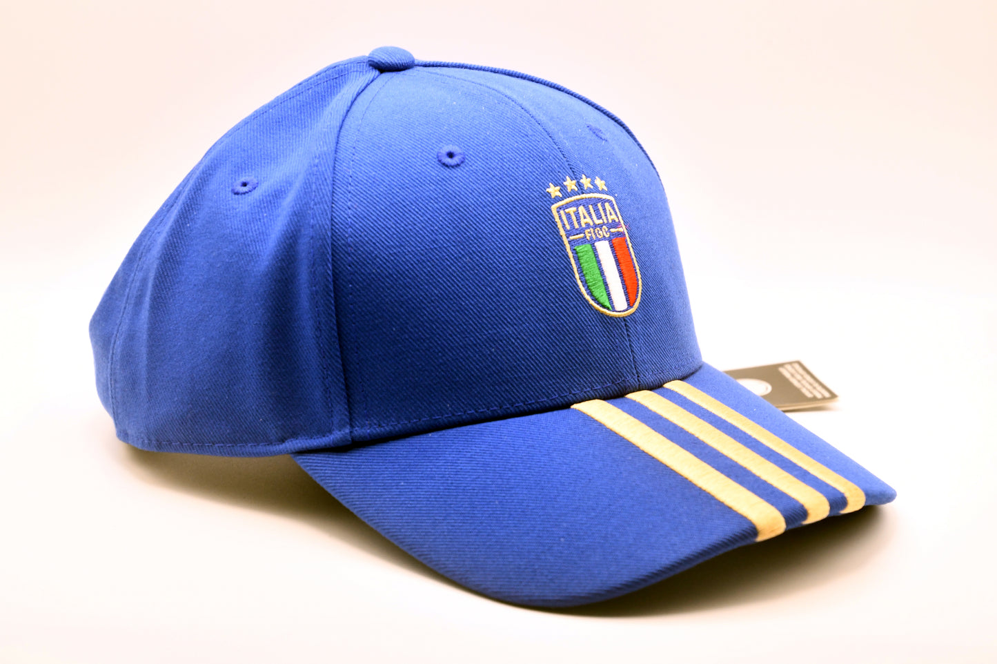 Adidas Italy FIGC Soccer Baseball Cap Hat Blue Gold OSFM Adjustable NWT