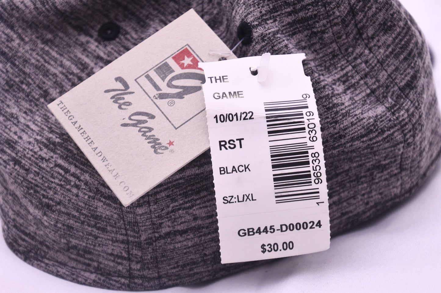 Grand Lake The Game A-Flex Stretch Fit Hat L/XL Gray Black Baseball Cap NWT
