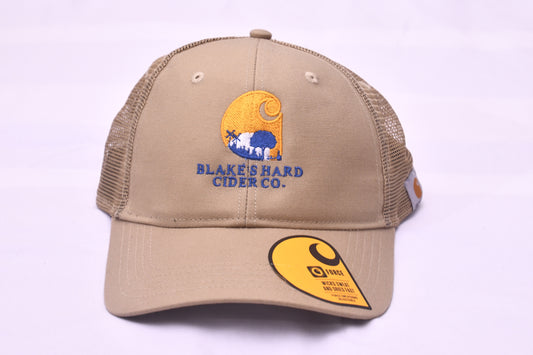 Carhartt Blake's Hard Cider Co Canvas Mesh Trucker Hat Cap Tan Snapback NWT OS