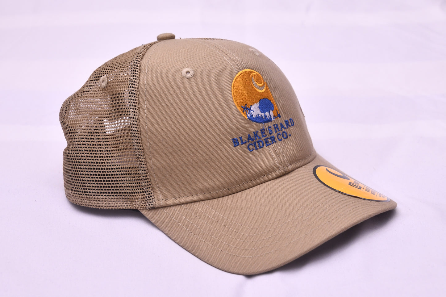 Carhartt Blake's Hard Cider Co Canvas Mesh Trucker Hat Cap Tan Snapback NWT OS