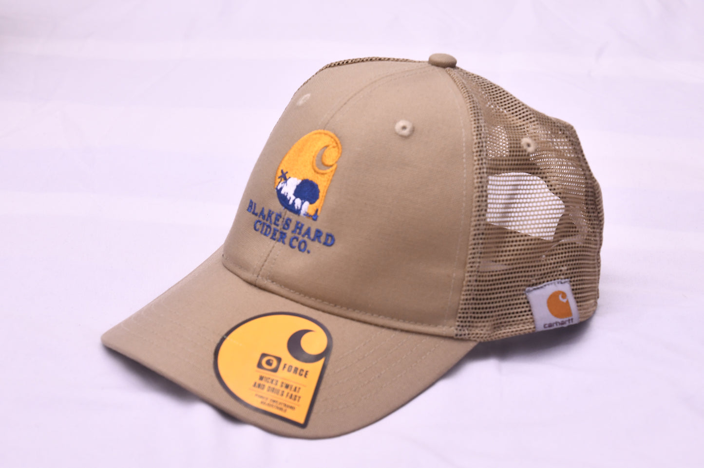 Carhartt Blake's Hard Cider Co Canvas Mesh Trucker Hat Cap Tan Snapback NWT OS