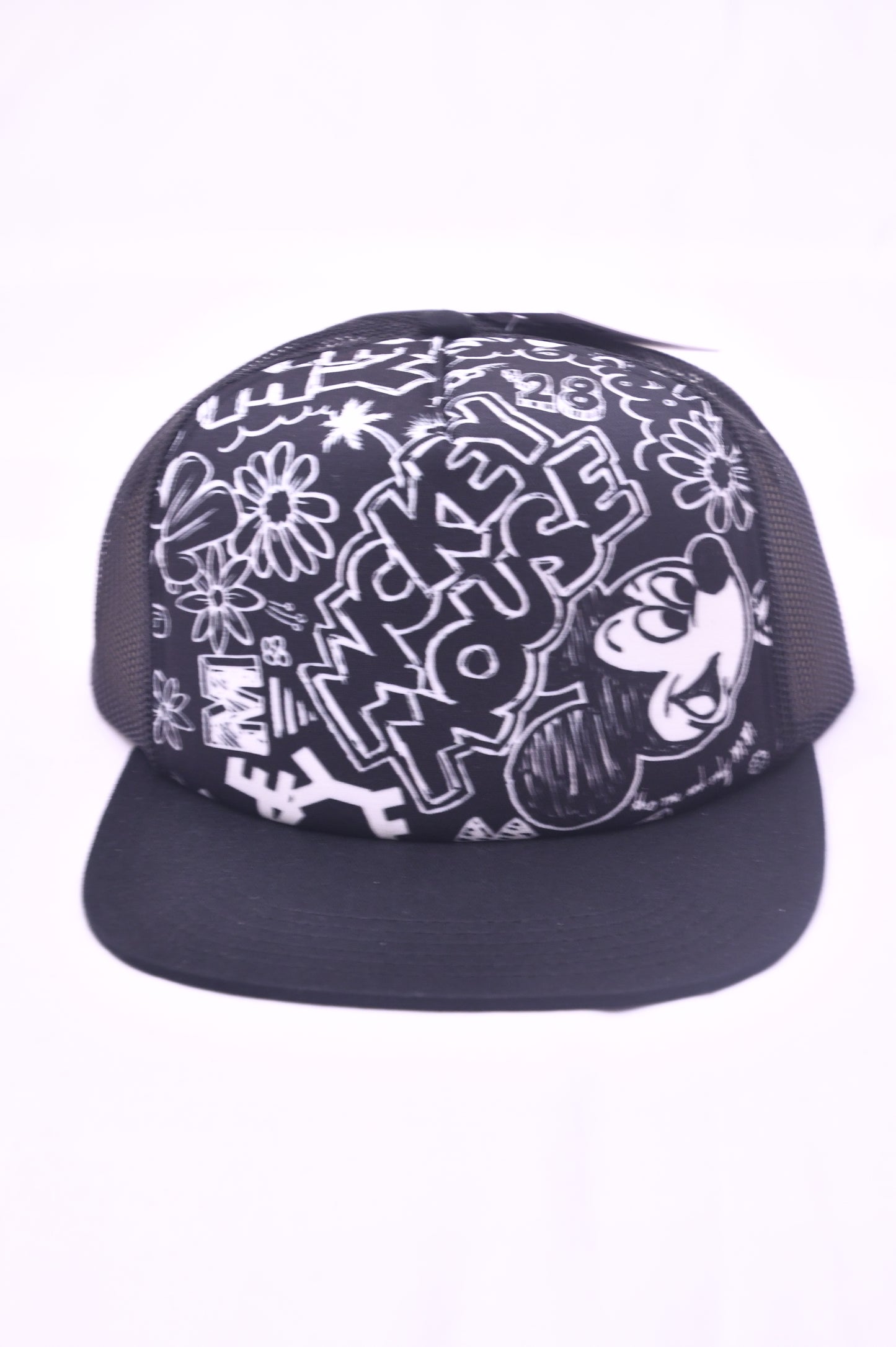 Disney x NEFF Mickey Mouse Graffiti Trucker Snapback Hat Black White NWT OSFM