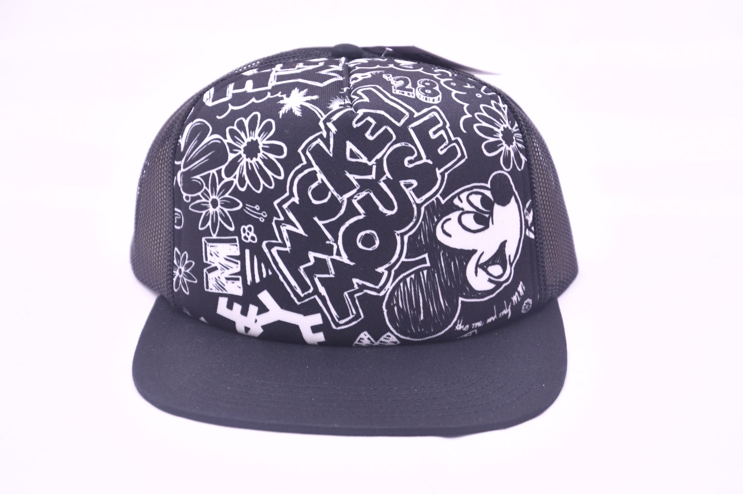 Disney x NEFF Mickey Mouse Graffiti Trucker Snapback Hat Black White NWT OSFM