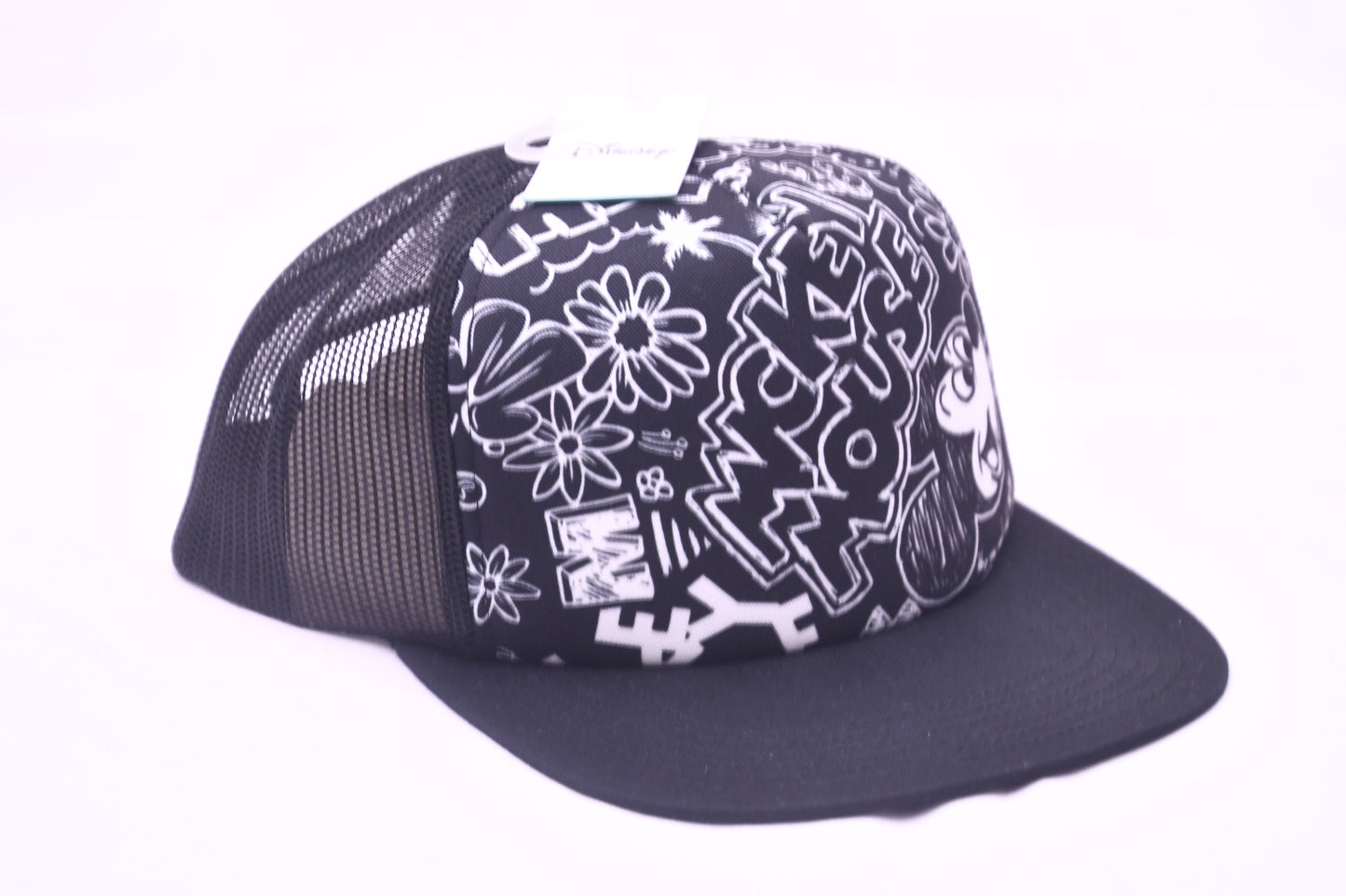 Disney x NEFF Mickey Mouse Graffiti Trucker Snapback Hat Black White NWT OSFM