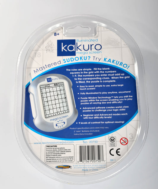 Kakuro Illuminated Mega Touch Screen Logic Puzzle Techno Source Travel Game NIB