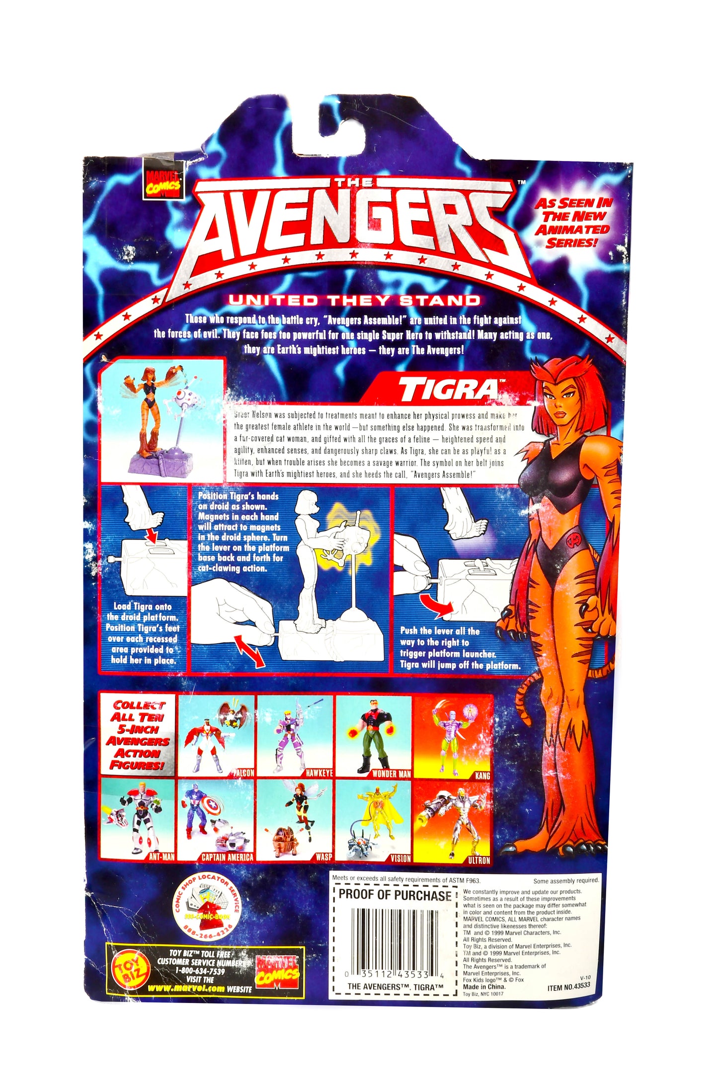 AVENGERS TIGRA 1999 UNITED THEY STAND MAGNETIC CAT CLAWING AND POUNCING ACTION