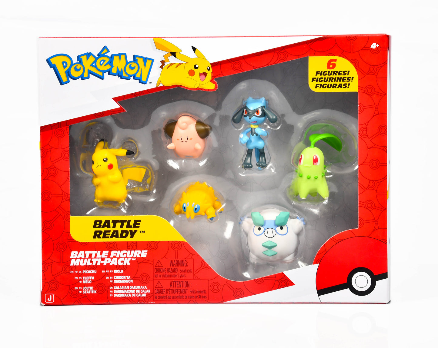 Pokémon Battle Figure 6 Pack - Features 2-Inch Pikachu, Joltik, Galarian Darumaka, Riolu, Chikorita and Cleffa Battle Figures