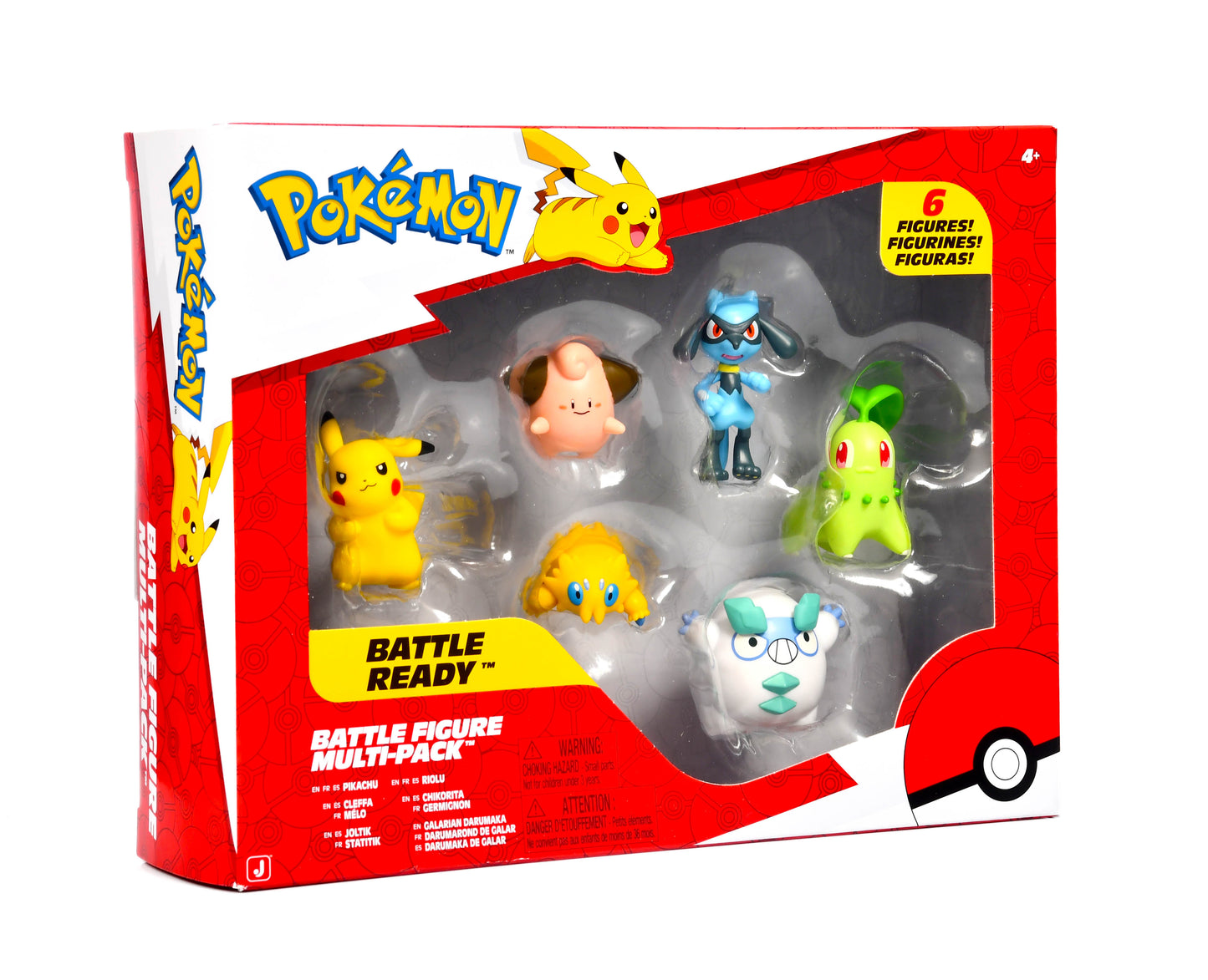 Pokémon Battle Figure 6 Pack - Features 2-Inch Pikachu, Joltik, Galarian Darumaka, Riolu, Chikorita and Cleffa Battle Figures