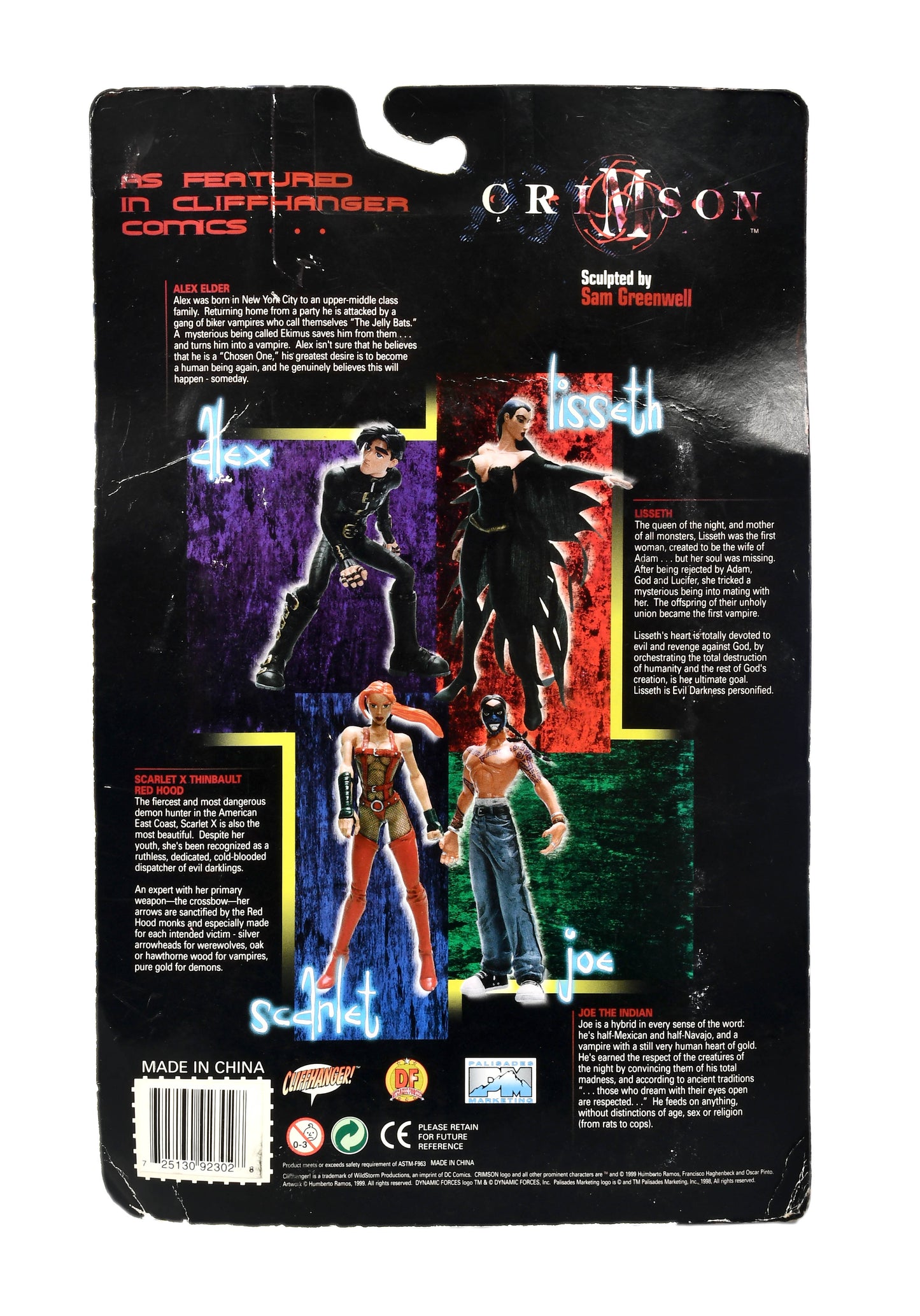 Crimson Scarlet X Thinbault Red Hood 6" Action Figure Cliffhanger! 1999 NIP