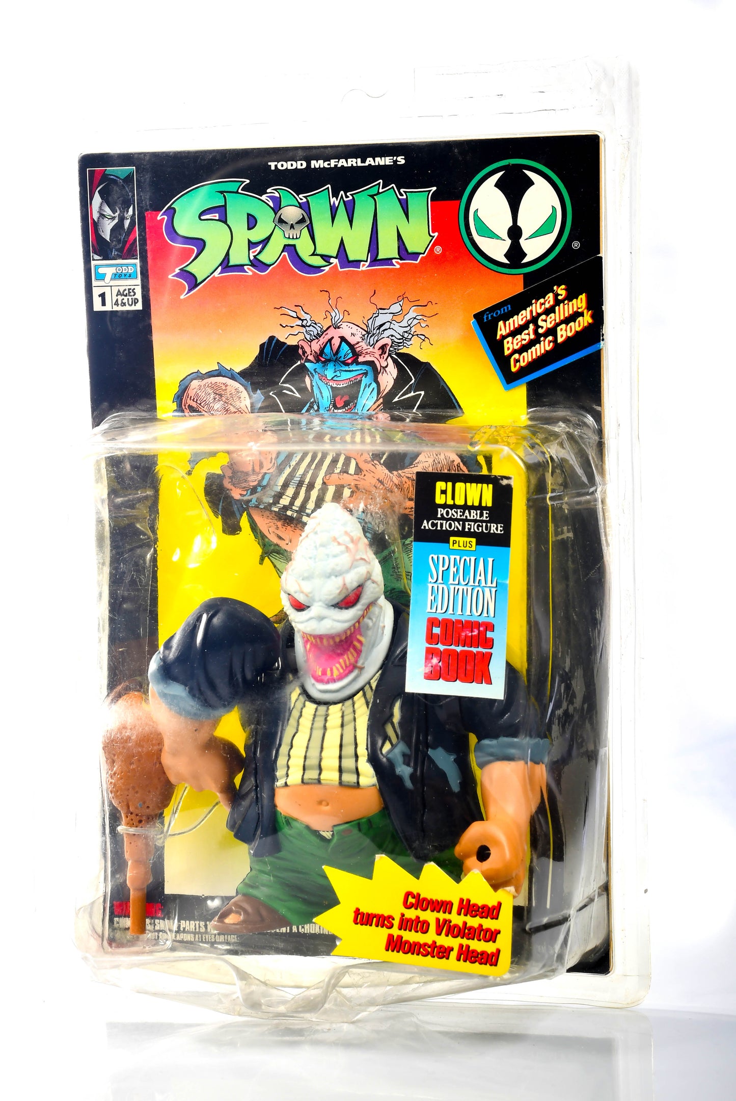 1994 McFarlane Toys Spawn Clown Series 1 Action Figure Comic Book Hamburger Head