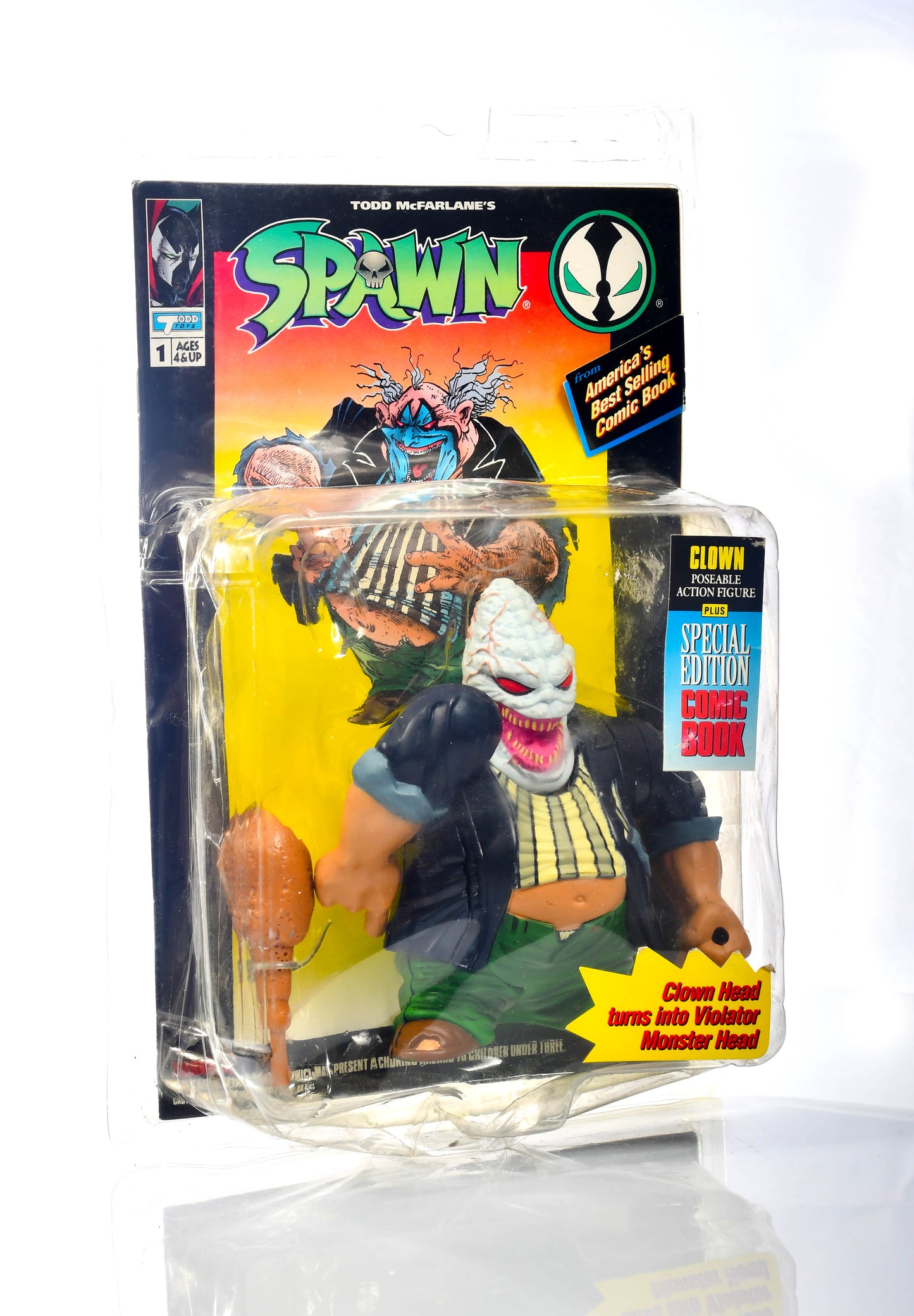 1994 McFarlane Toys Spawn Clown Series 1 Action Figure Comic Book Hamburger Head