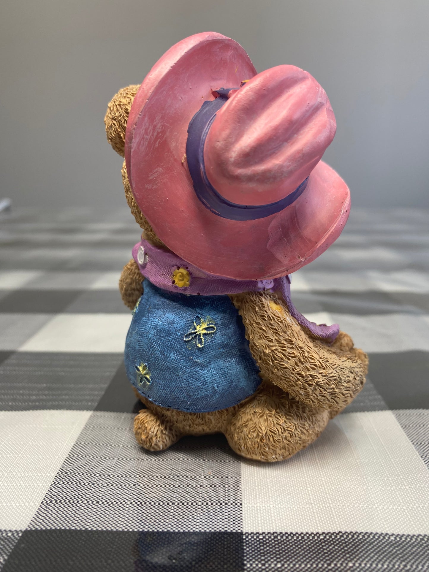 cowboy teddy bear with telescope decor - figurine