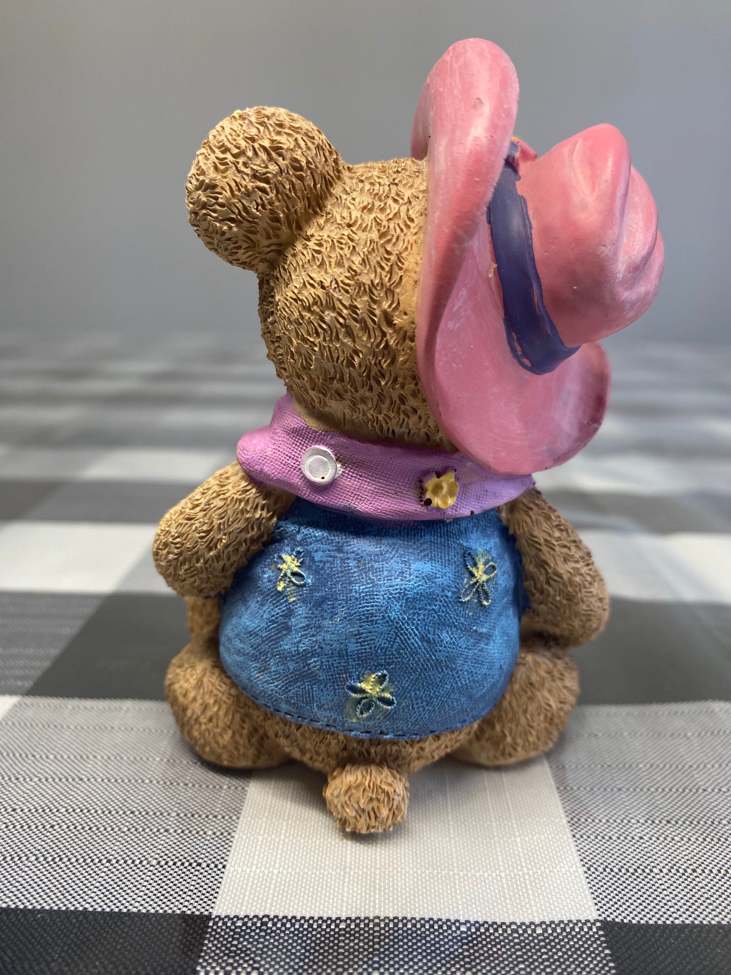 cowboy teddy bear with telescope decor - figurine