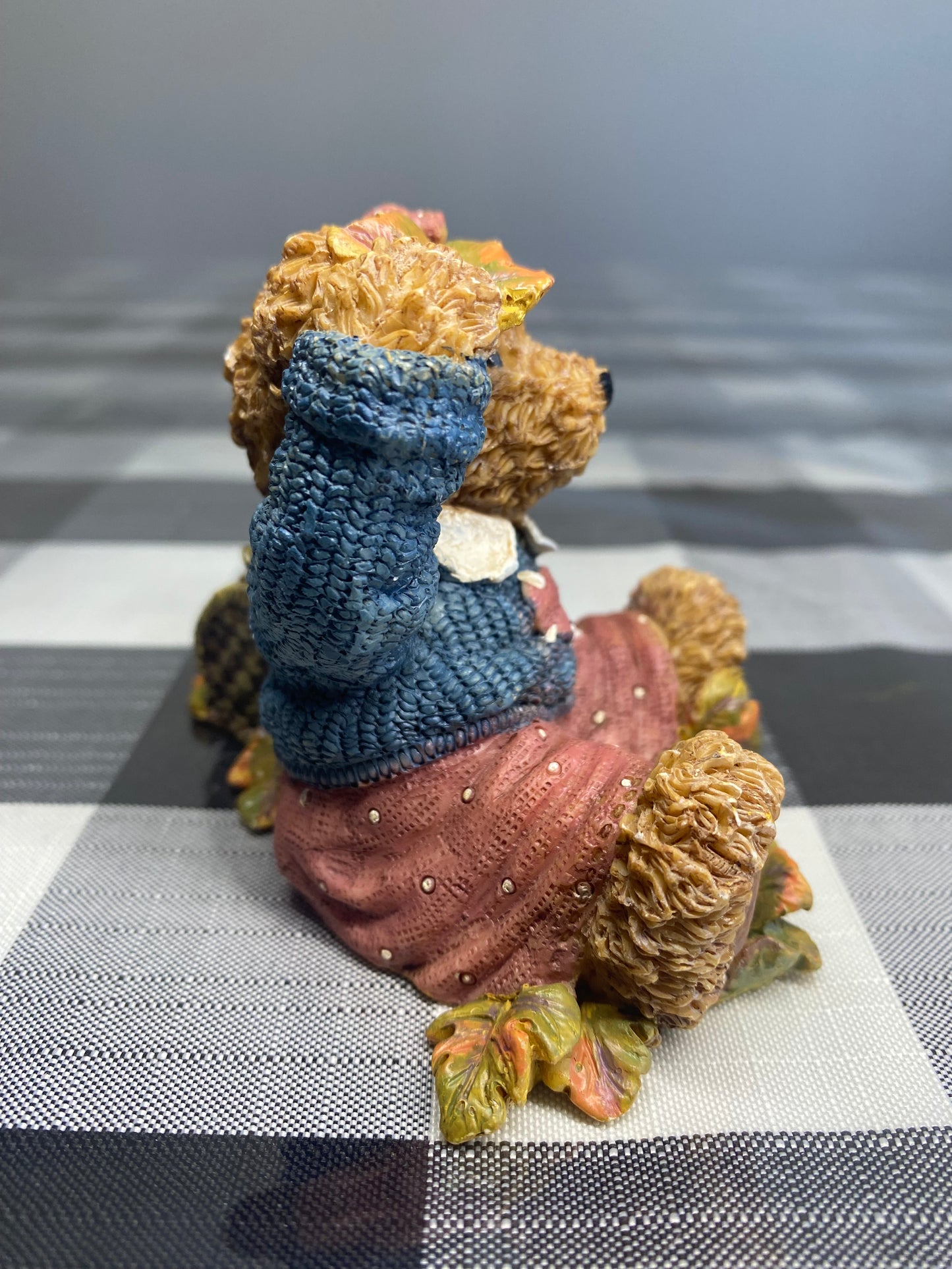 1999 Home Interiors Resin girl Bear Figurine with basket.