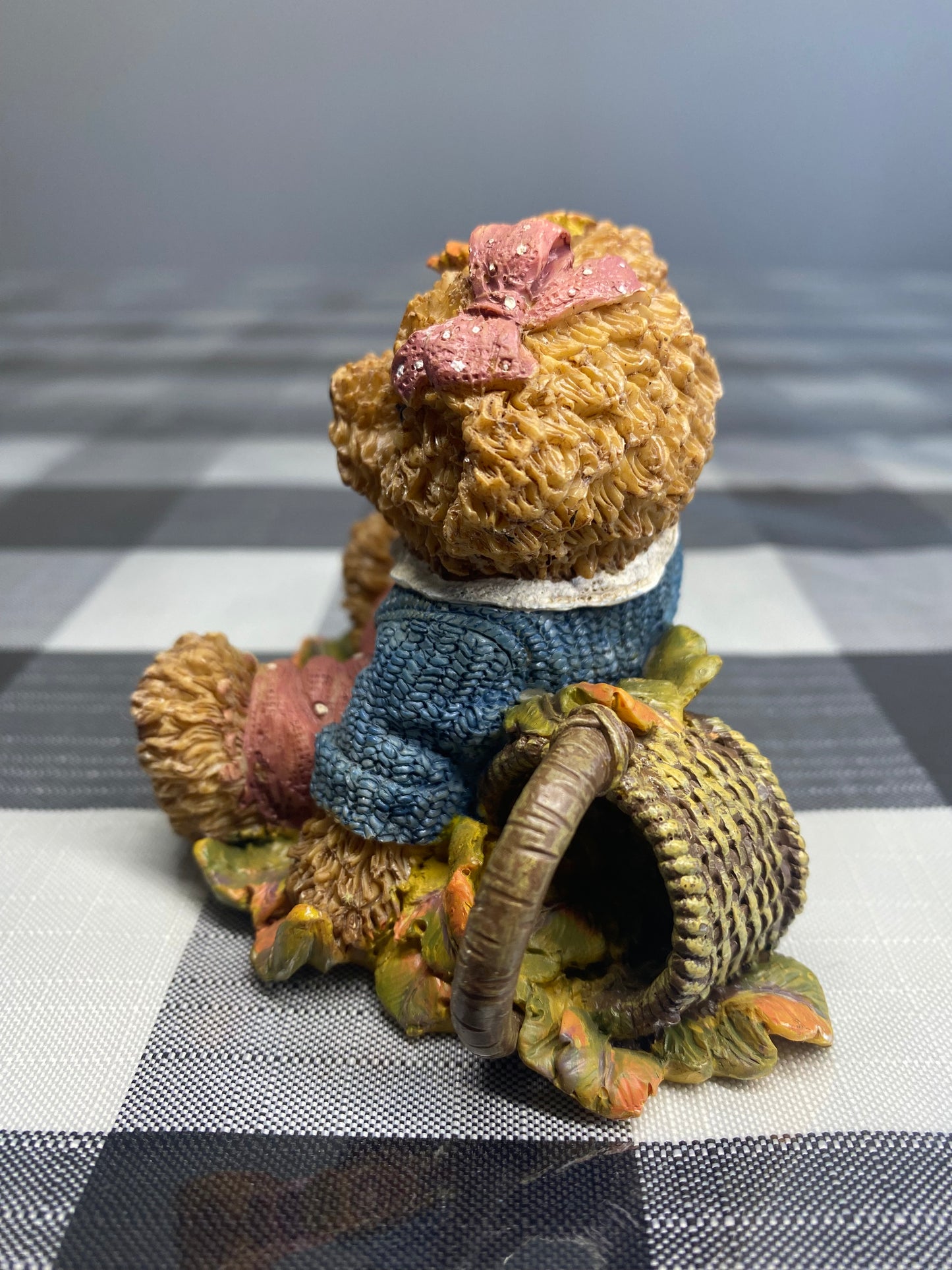 1999 Home Interiors Resin girl Bear Figurine with basket.