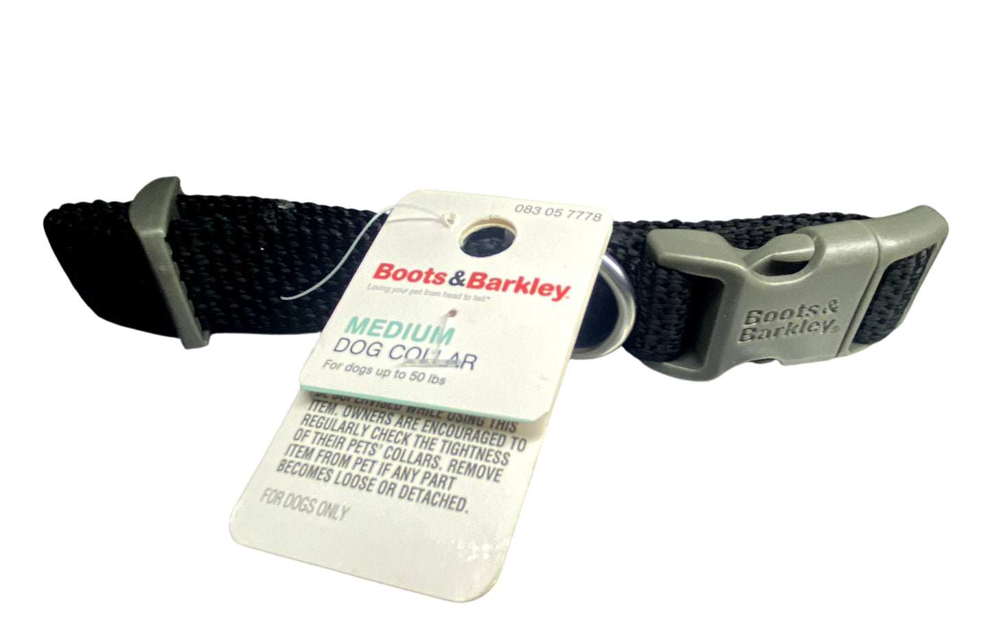 New Boots and Barkley Black Nylon Medium Adjustable Snap Pet Dog Collar