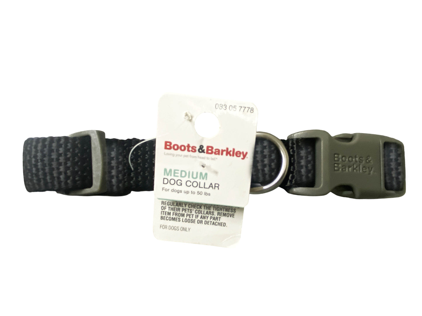 New Boots and Barkley Black Nylon Medium Adjustable Snap Pet Dog Collar