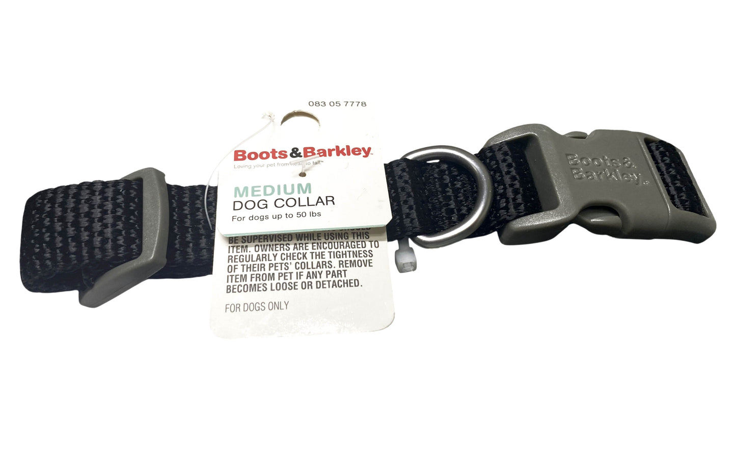 New Boots and Barkley Black Nylon Medium Adjustable Snap Pet Dog Collar