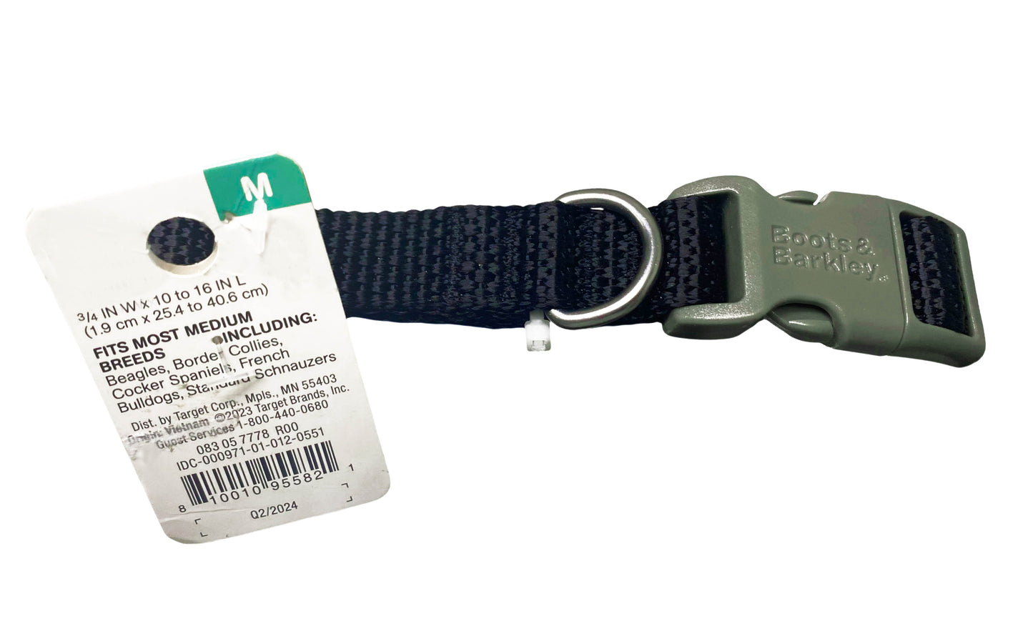 New Boots and Barkley Black Nylon Medium Adjustable Snap Pet Dog Collar