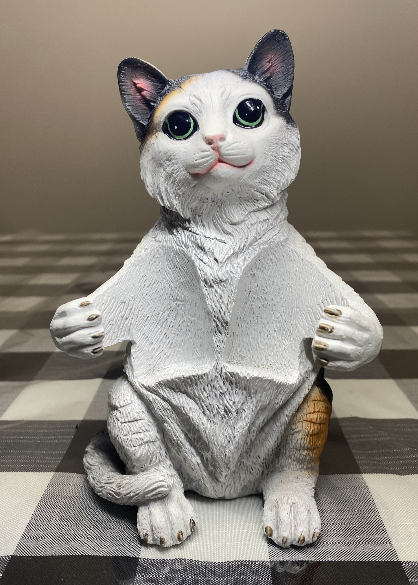 DWK Corp White Spotted Cat S&P Holder/New With Tags 7" Tall, 4.5" Wide