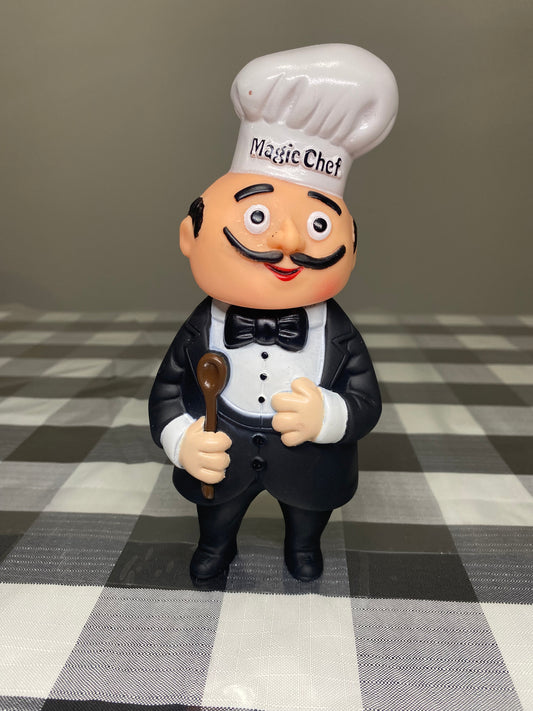 Vtg Magic Chef Vinyl Squeeze Advertising Doll Coin Bank Piggy Toy Mid-Century -B