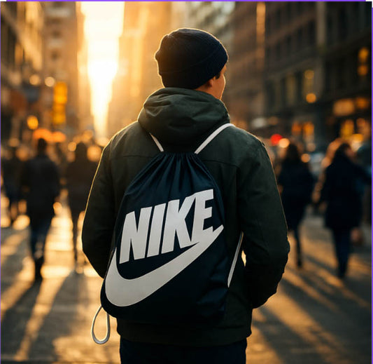 Nike Black Drawstring Bag Athletic Bag With Zip Pocket