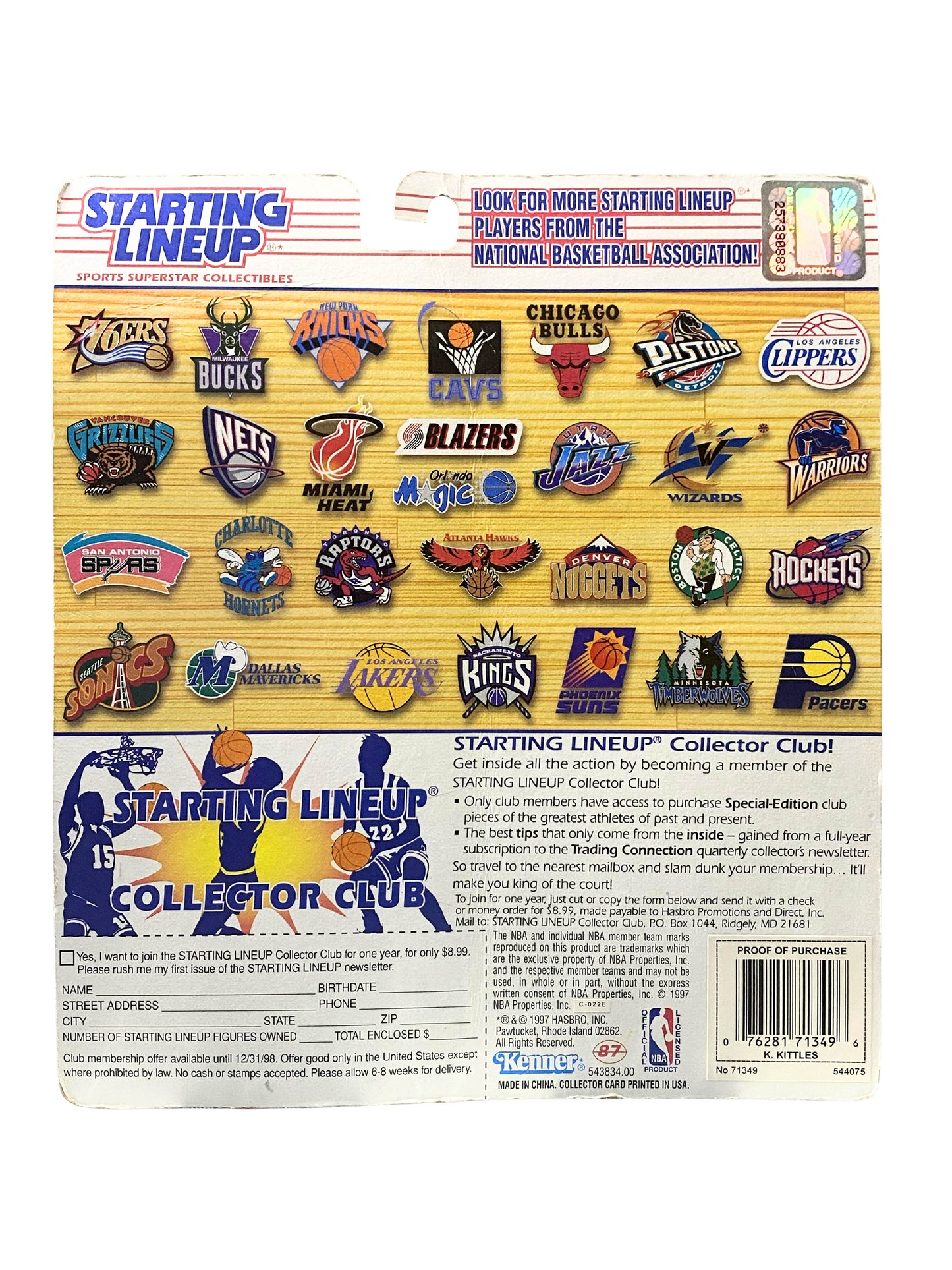 Vintage 1997 NBA Starting LineUp KERRY KITTLES  Action Figure and Card