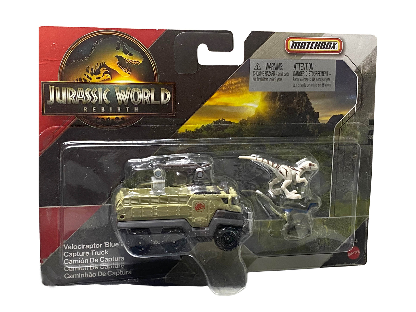 Matchbox Jurassic World Rebirth VELOCIRAPTOR BLUE+ATROCIRAPTOR Capture Truck